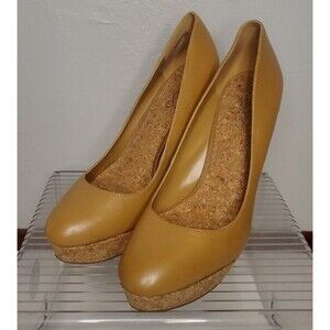 Aldo Vegan Leather Tan Cork 6 Inch Stilletto Heels Pumps Size 39 Or 8.5